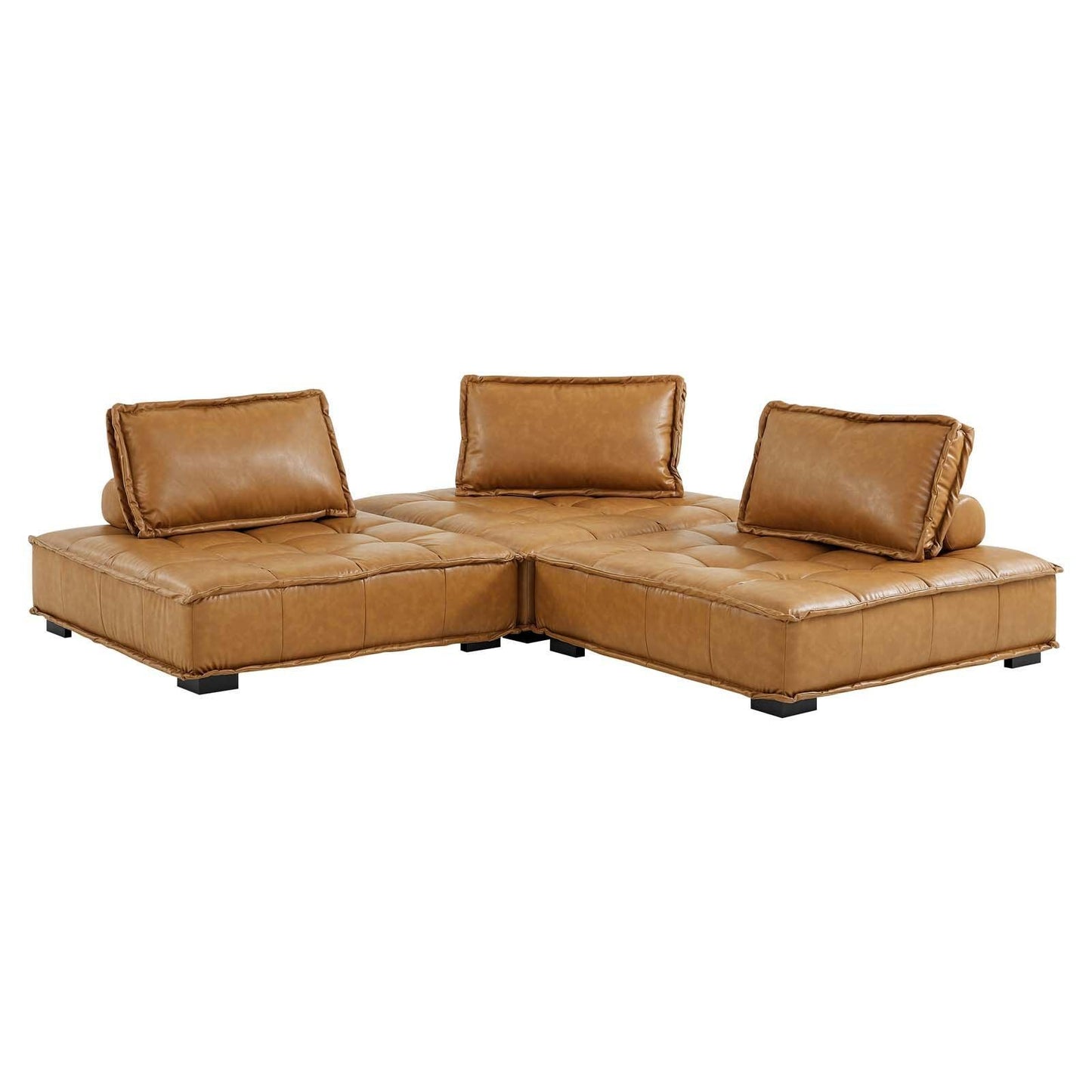Modway Saunter Tufted Vegan Leather Vegan Leather 3-Piece Sofa FredCo