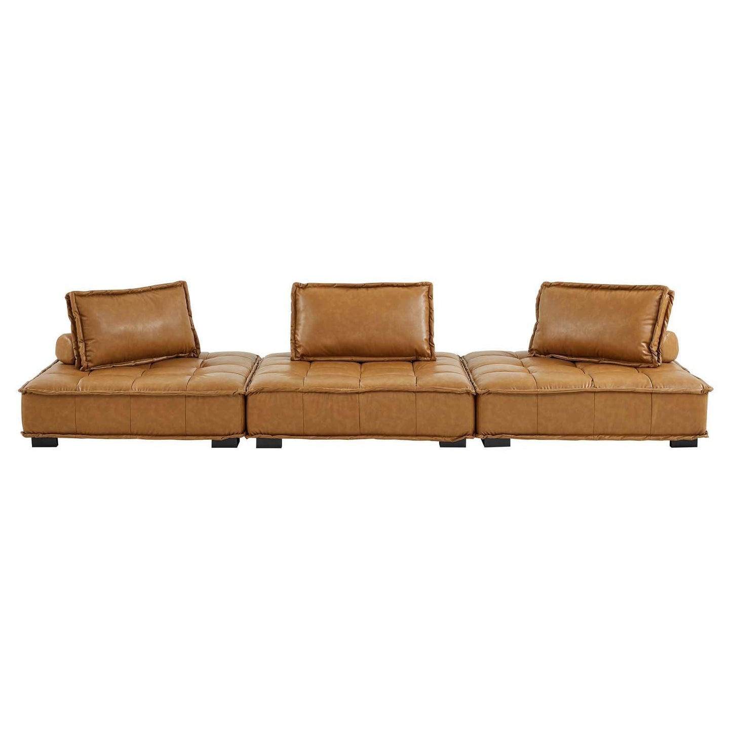 Modway Saunter Tufted Vegan Leather Vegan Leather 3-Piece Sofa FredCo