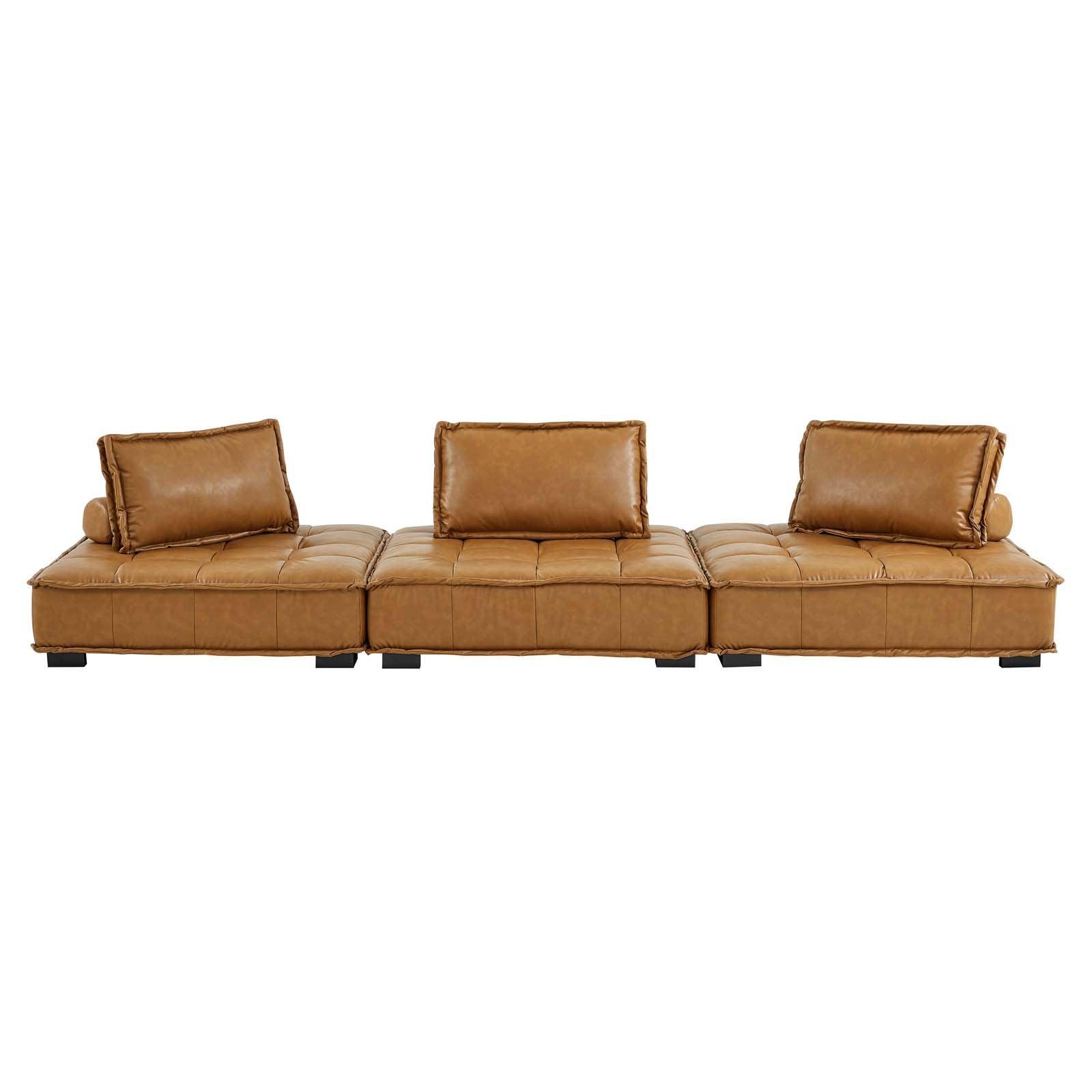 Modway Saunter Tufted Vegan Leather Vegan Leather 3-Piece Sofa FredCo