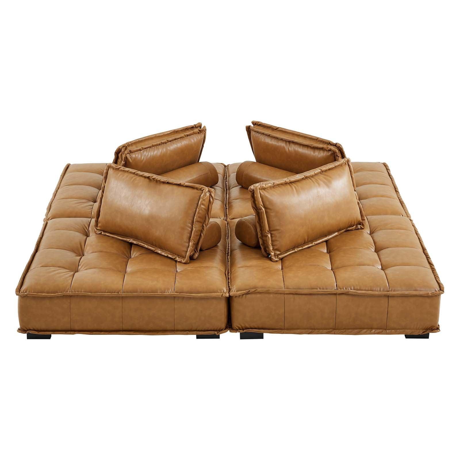 Modway Saunter Tufted Vegan Leather Vegan Leather 4-Piece Sectional Sofa FredCo