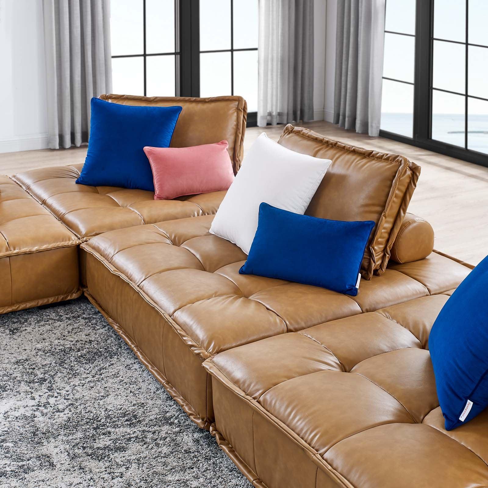 Modway Saunter Tufted Vegan Leather Vegan Leather 4-Piece Sectional Sofa FredCo