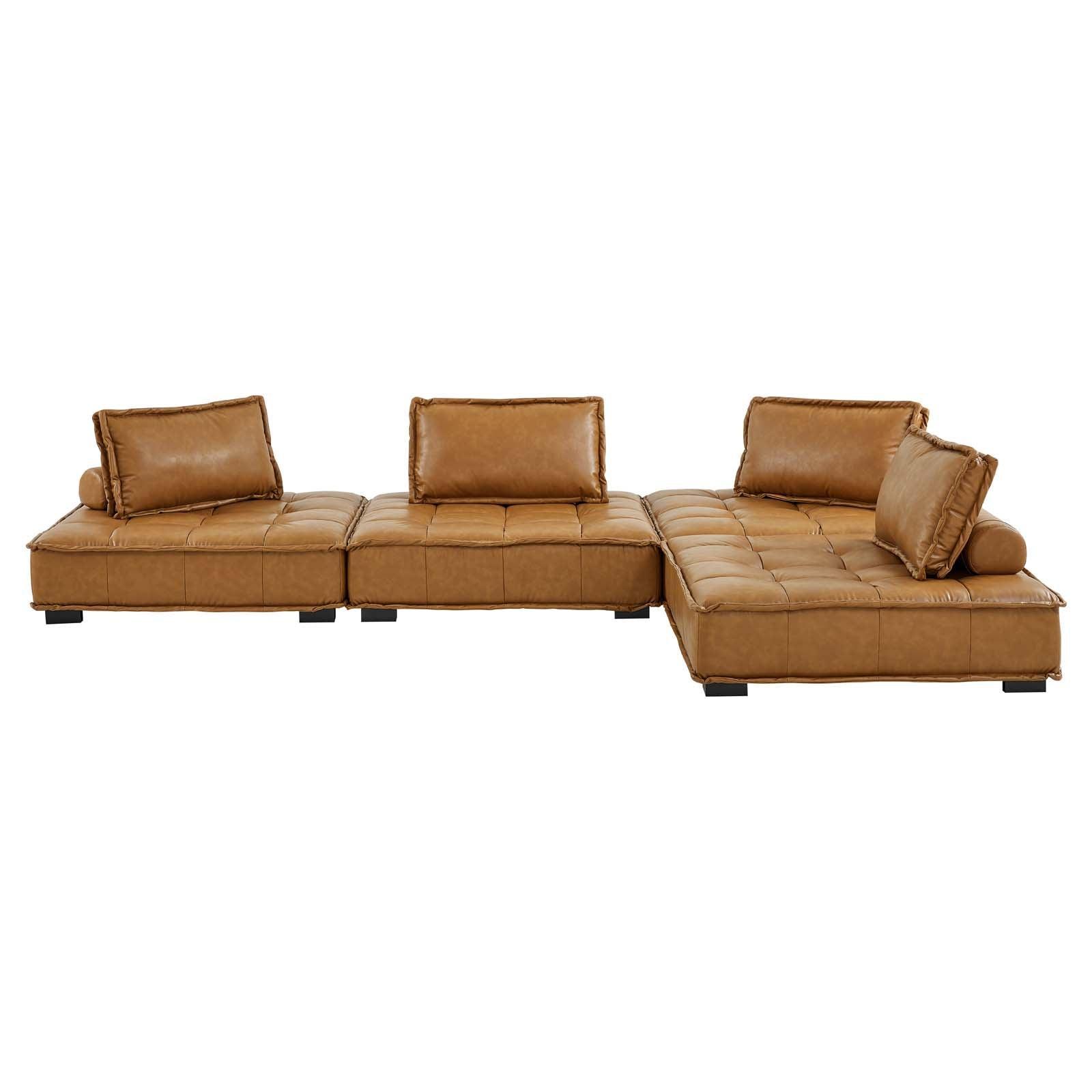 Modway Saunter Tufted Vegan Leather Vegan Leather 4-Piece Sectional Sofa FredCo
