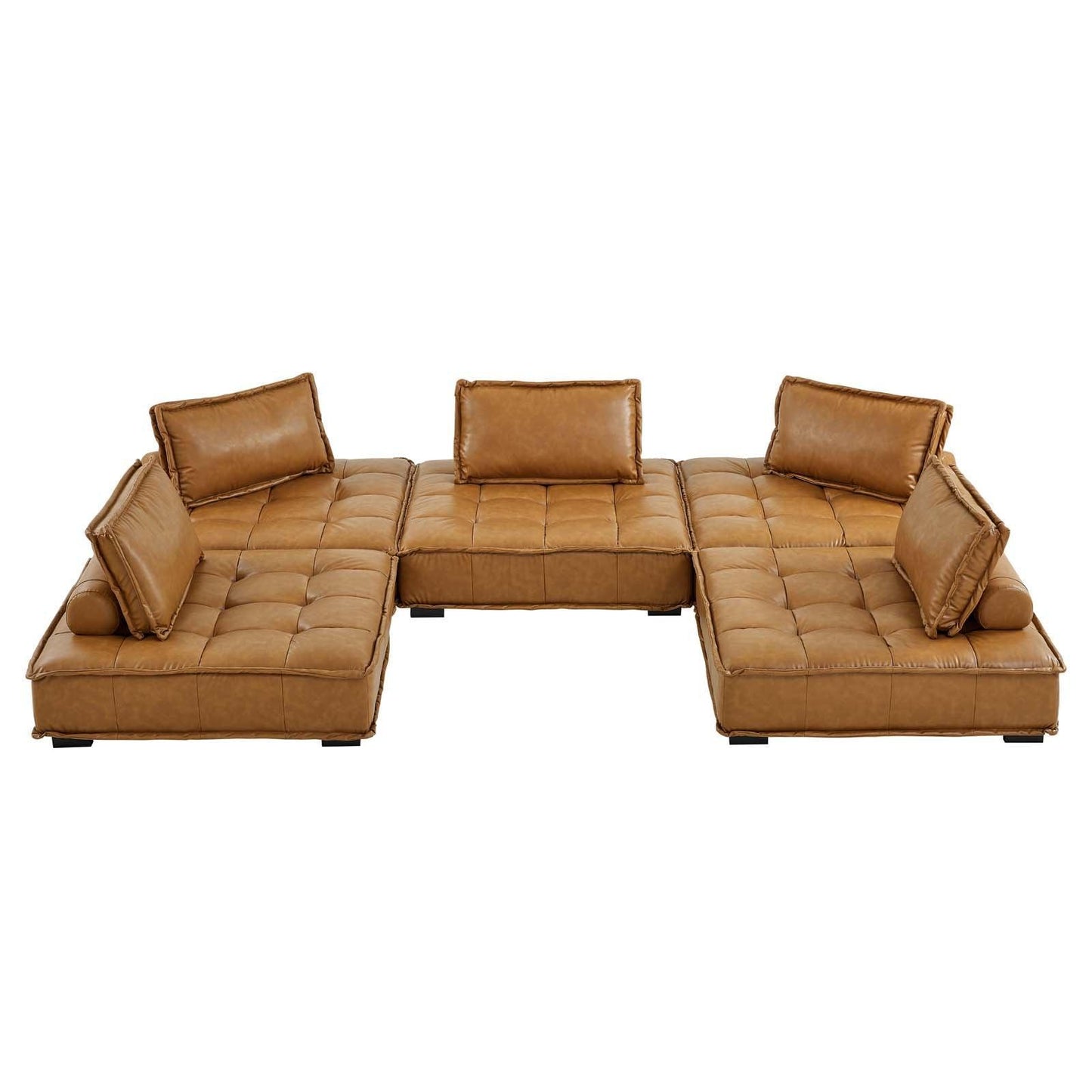 Modway Saunter Tufted Vegan Leather Vegan Leather 5-Piece Sectional Sofa FredCo