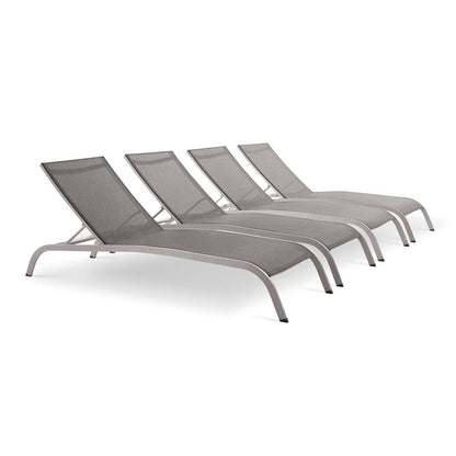 Modway Savannah Outdoor Patio Mesh Chaise Lounge Set of 4 FredCo