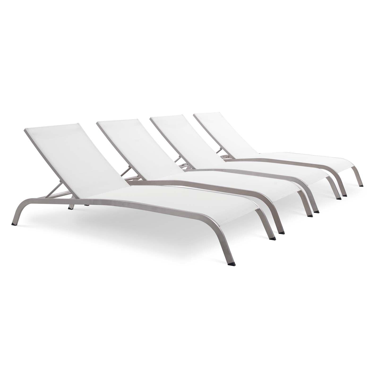 Modway Savannah Outdoor Patio Mesh Chaise Lounge Set of 4 FredCo