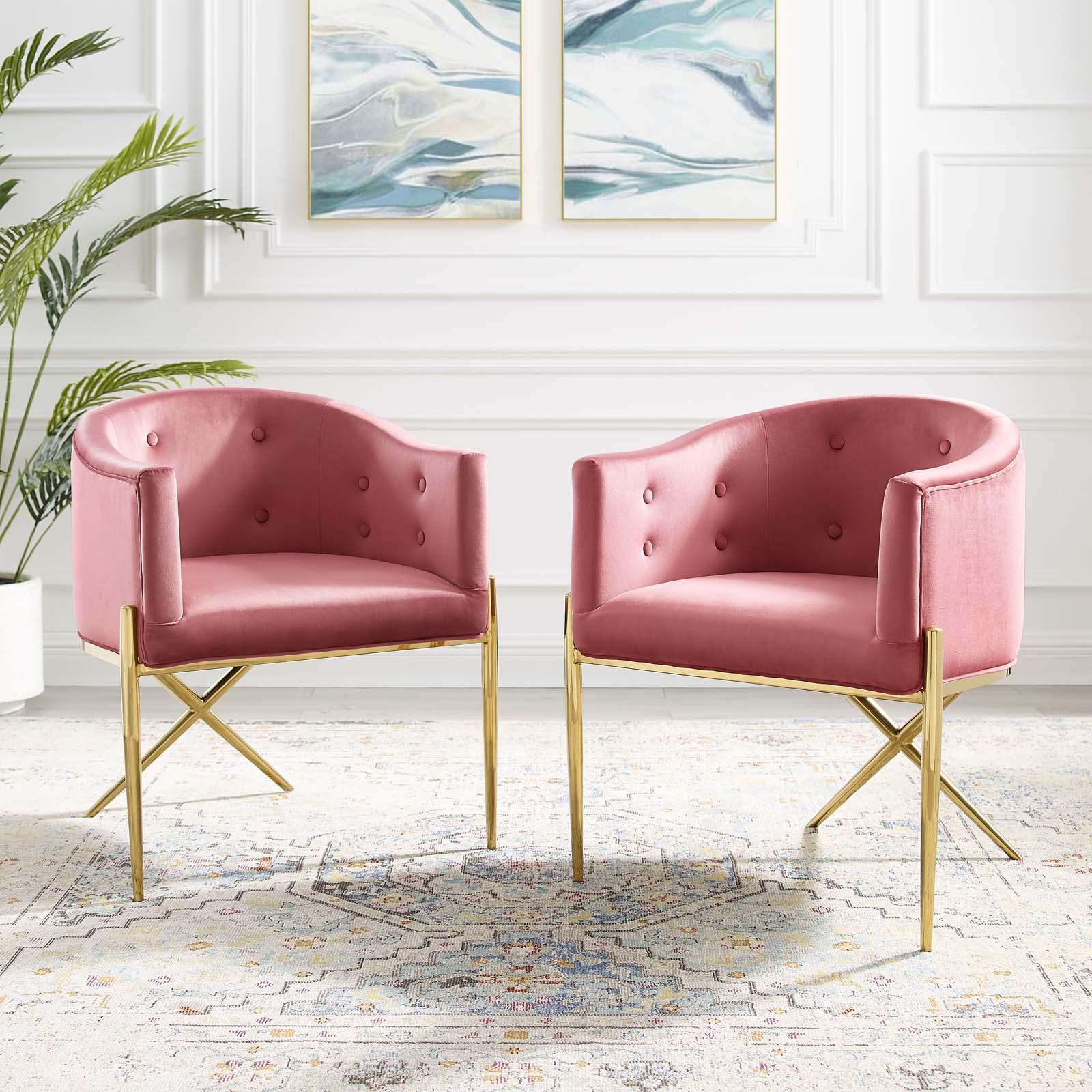 Modway Savour Accent Dining Armchair Performance Velvet Set of 2 FredCo