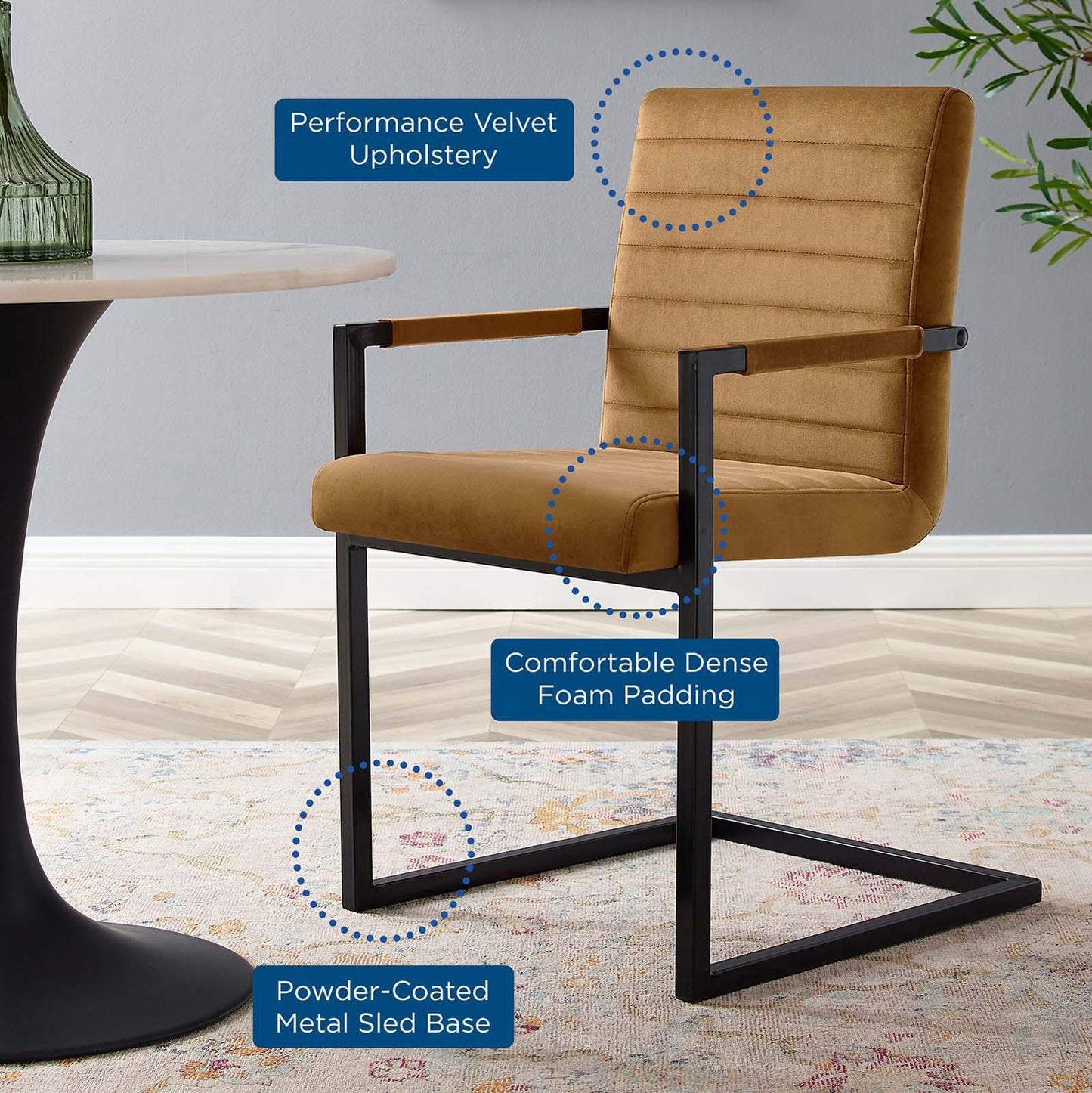 Modway Savoy Performance Velvet Dining Chairs - Set of 2 FredCo