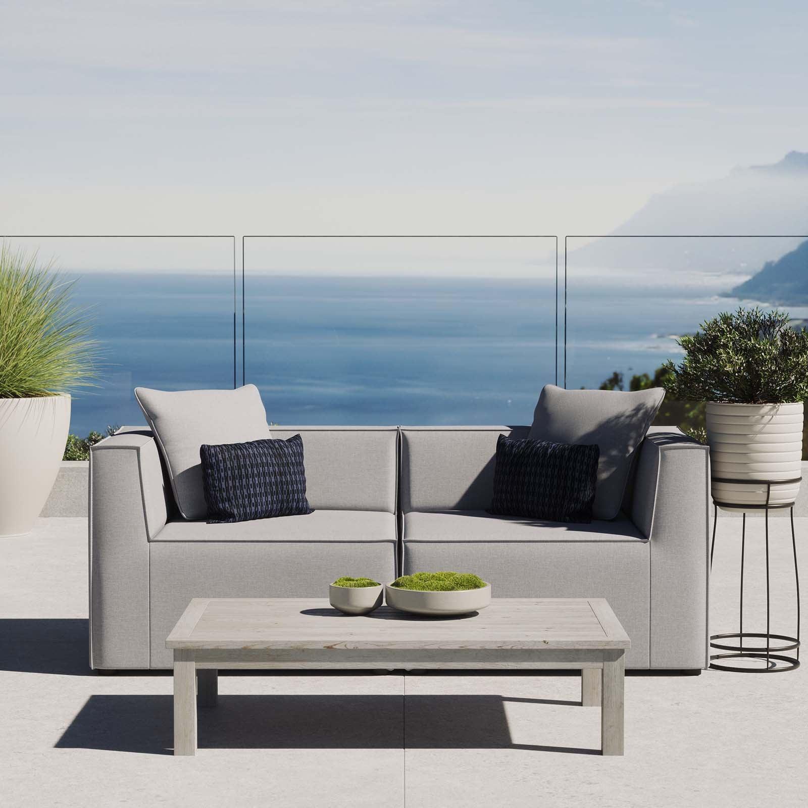 Modway Saybrook Outdoor Patio Upholstered 2-Piece Sectional Sofa Loveseat FredCo