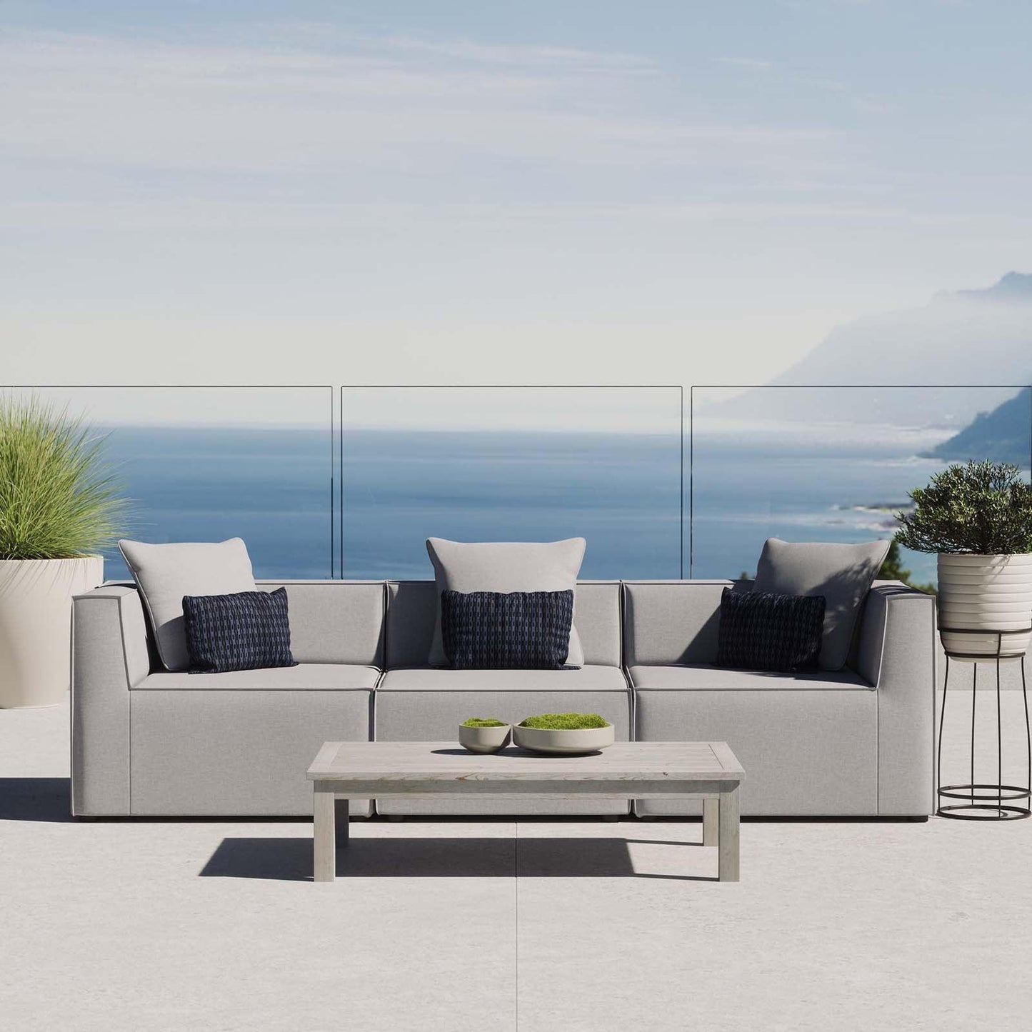 Modway Saybrook Outdoor Patio Upholstered 3-Piece Sectional Sofa FredCo