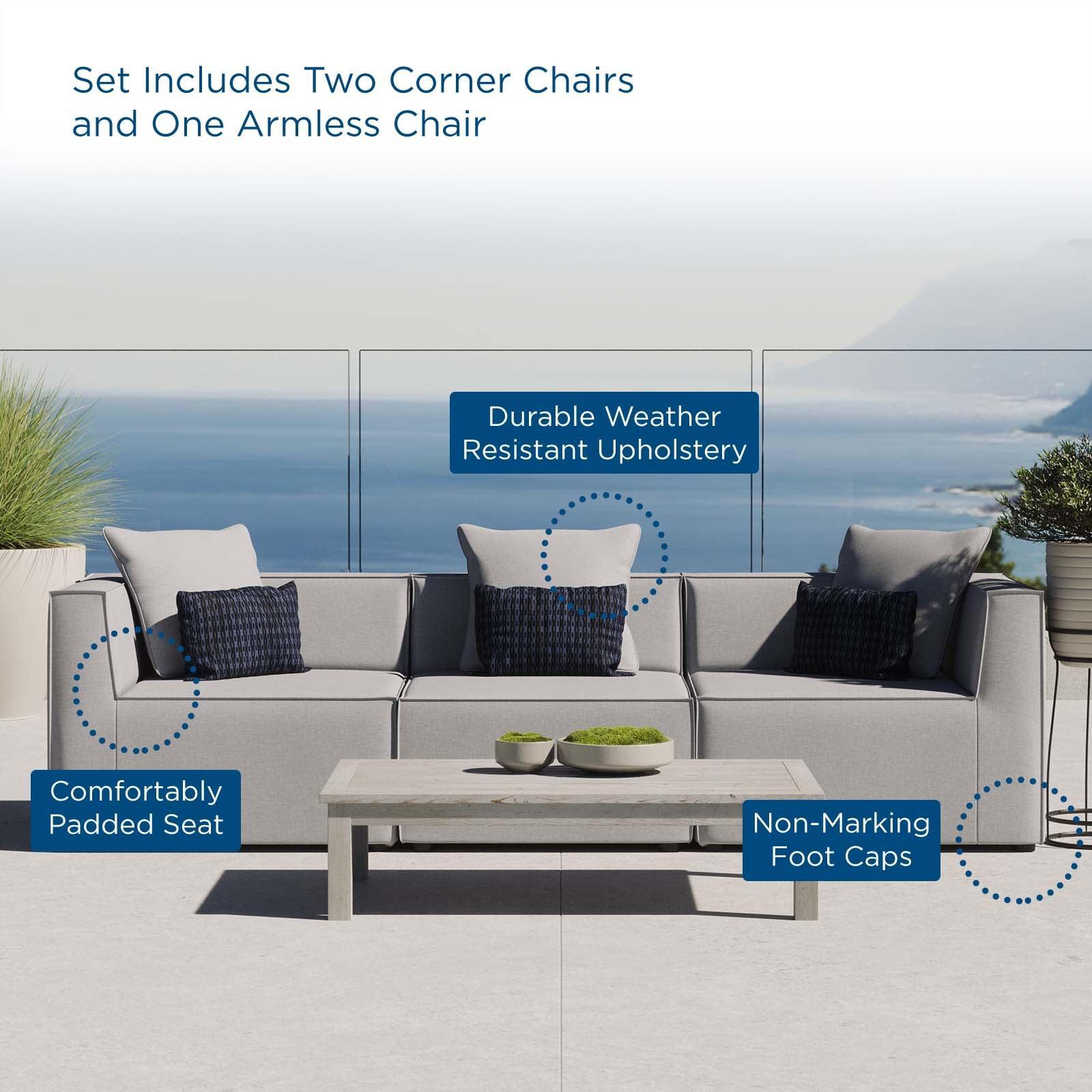 Modway Saybrook Outdoor Patio Upholstered 3-Piece Sectional Sofa FredCo