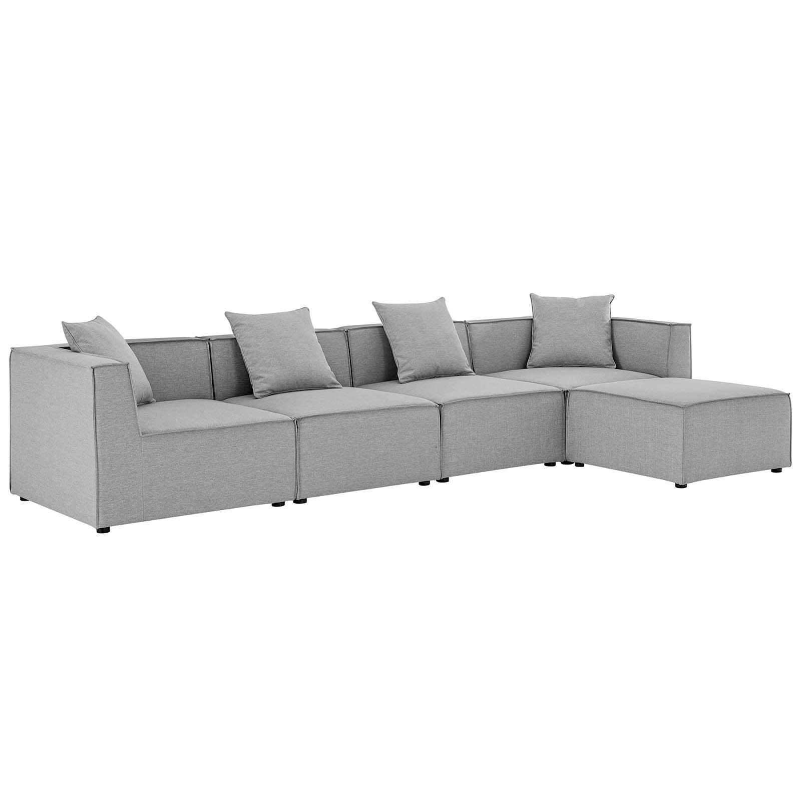 Modway Saybrook Outdoor Patio Upholstered 5-Piece Sectional Sofa FredCo