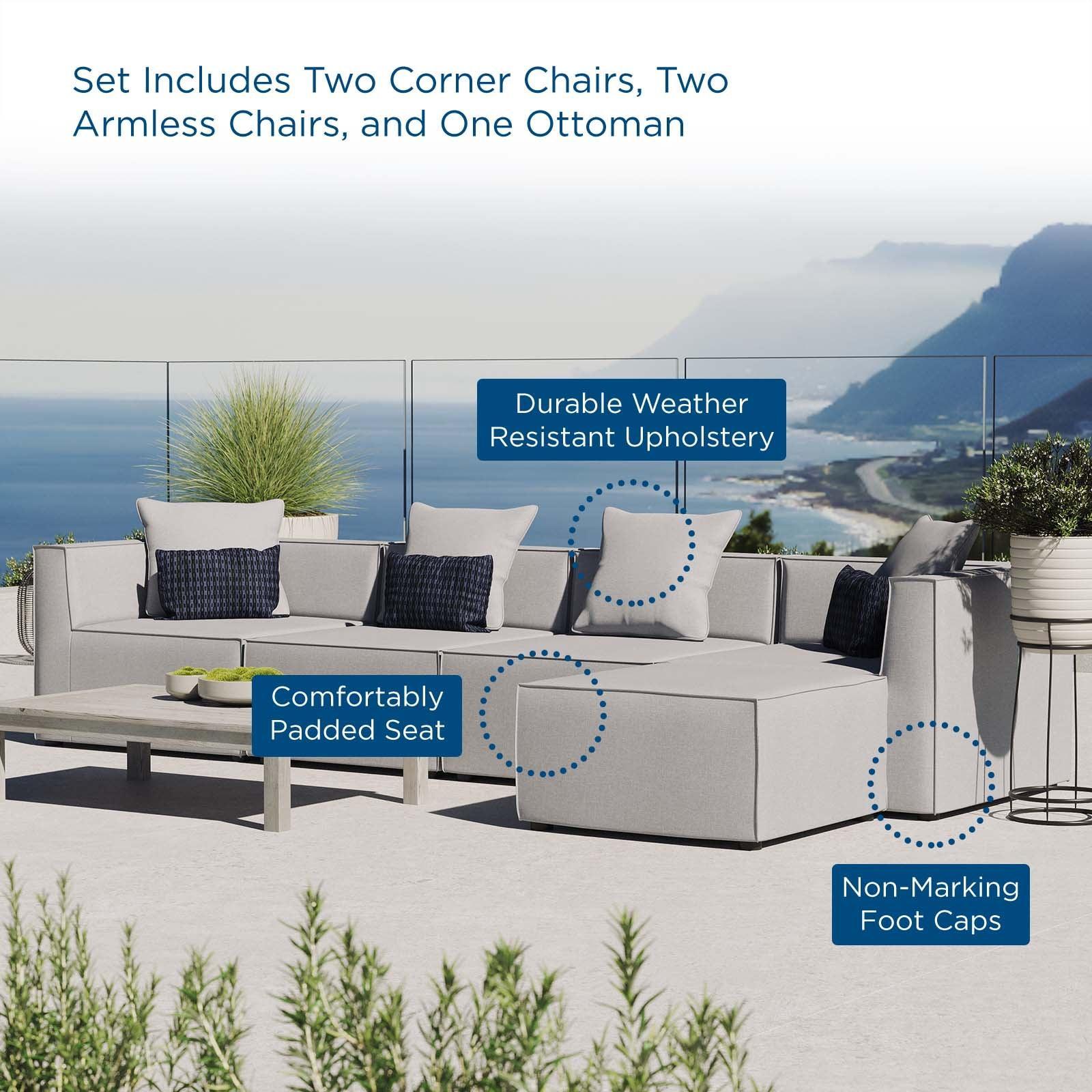 Modway Saybrook Outdoor Patio Upholstered 5-Piece Sectional Sofa FredCo