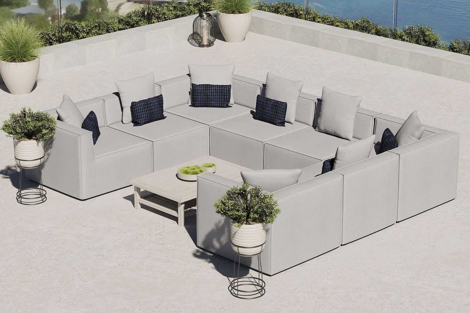 Modway Saybrook Outdoor Patio Upholstered 8-Piece Sectional Sofa FredCo