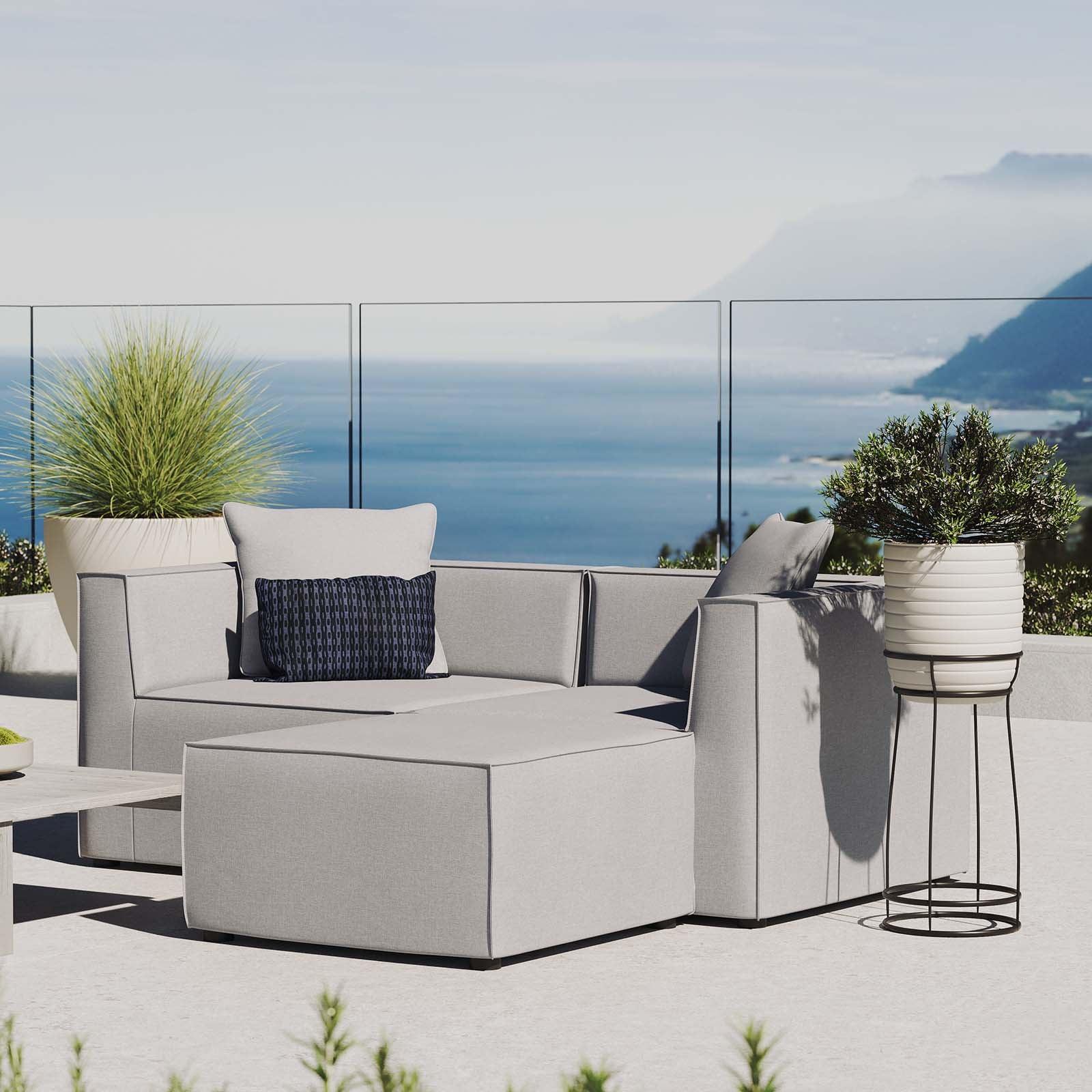 Modway Saybrook Outdoor Patio Upholstered Loveseat and Ottoman Set FredCo