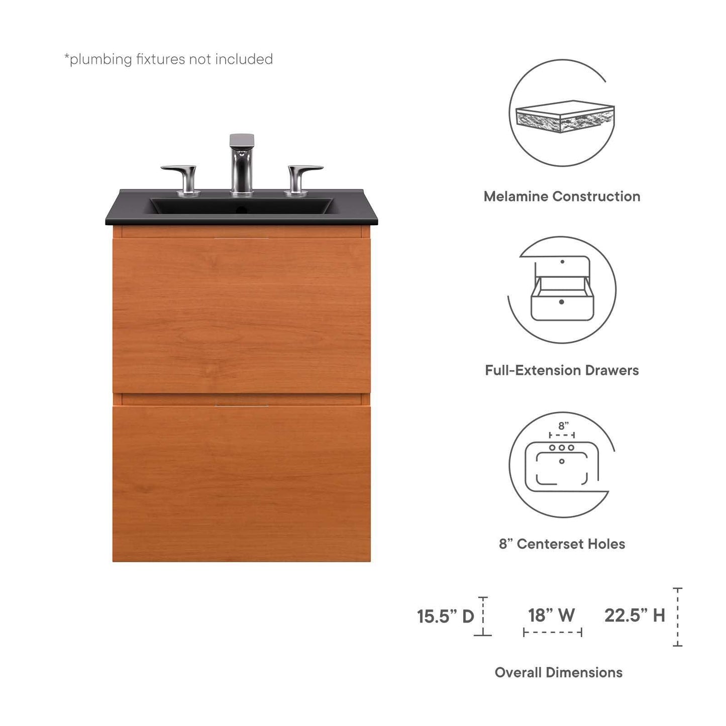 Modway Scenic 18" Wall-Mount Bathroom Vanity FredCo