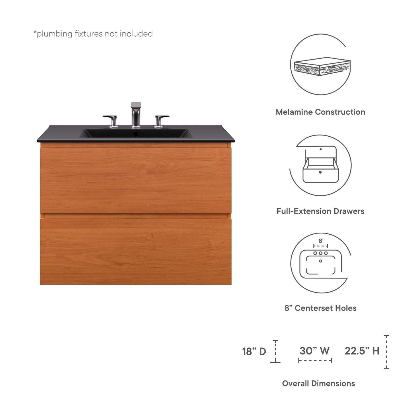Modway Scenic 30" Wall-Mount Bathroom Vanity FredCo