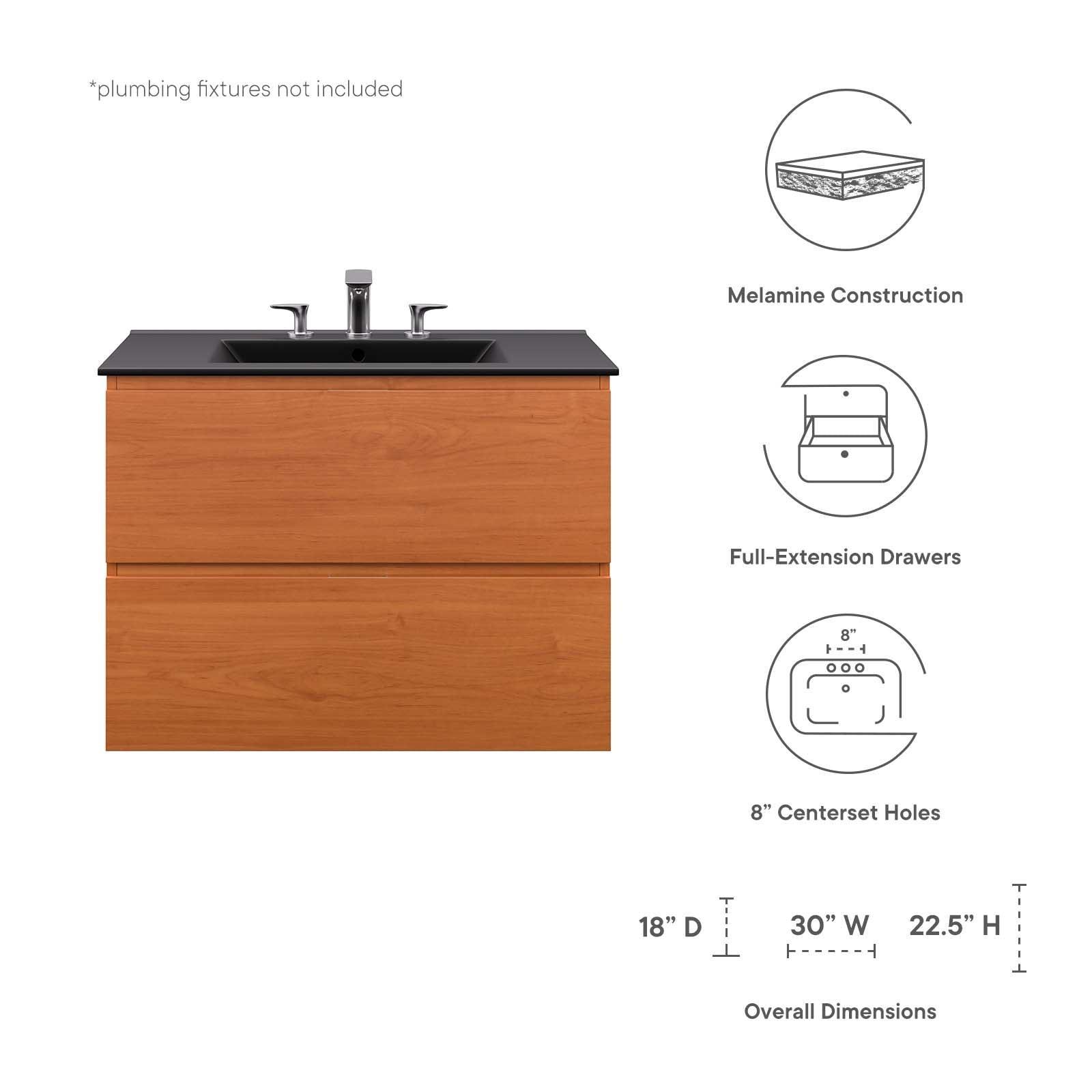 Modway Scenic 30" Wall-Mount Bathroom Vanity FredCo