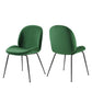 Modway Scoop Black Powder Coated Steel Leg Performance Velvet Dining Chairs - Set of 2 FredCo