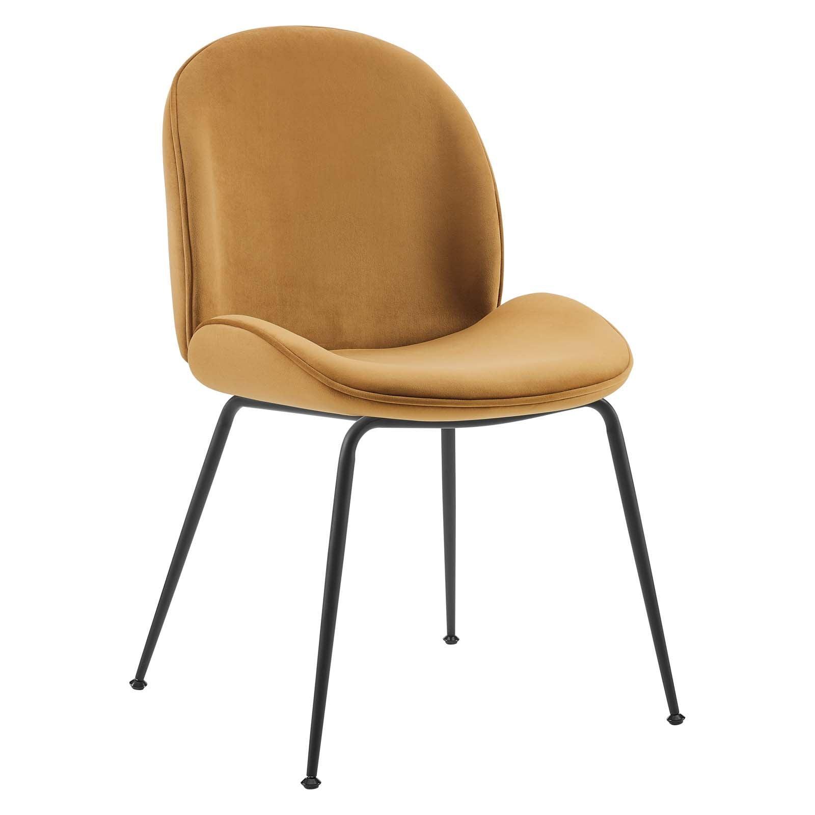 Modway Scoop Black Powder Coated Steel Leg Performance Velvet Dining Chairs - Set of 2 FredCo