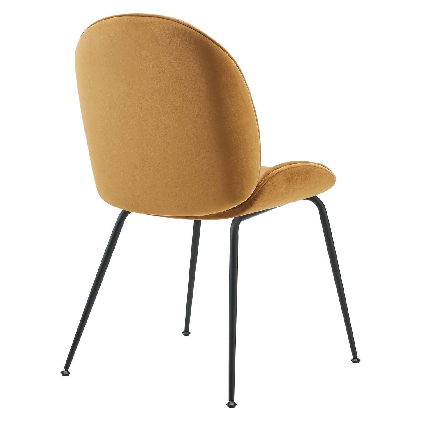 Modway Scoop Black Powder Coated Steel Leg Performance Velvet Dining Chairs - Set of 2 FredCo