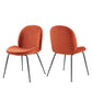 Modway Scoop Black Powder Coated Steel Leg Performance Velvet Dining Chairs - Set of 2 FredCo