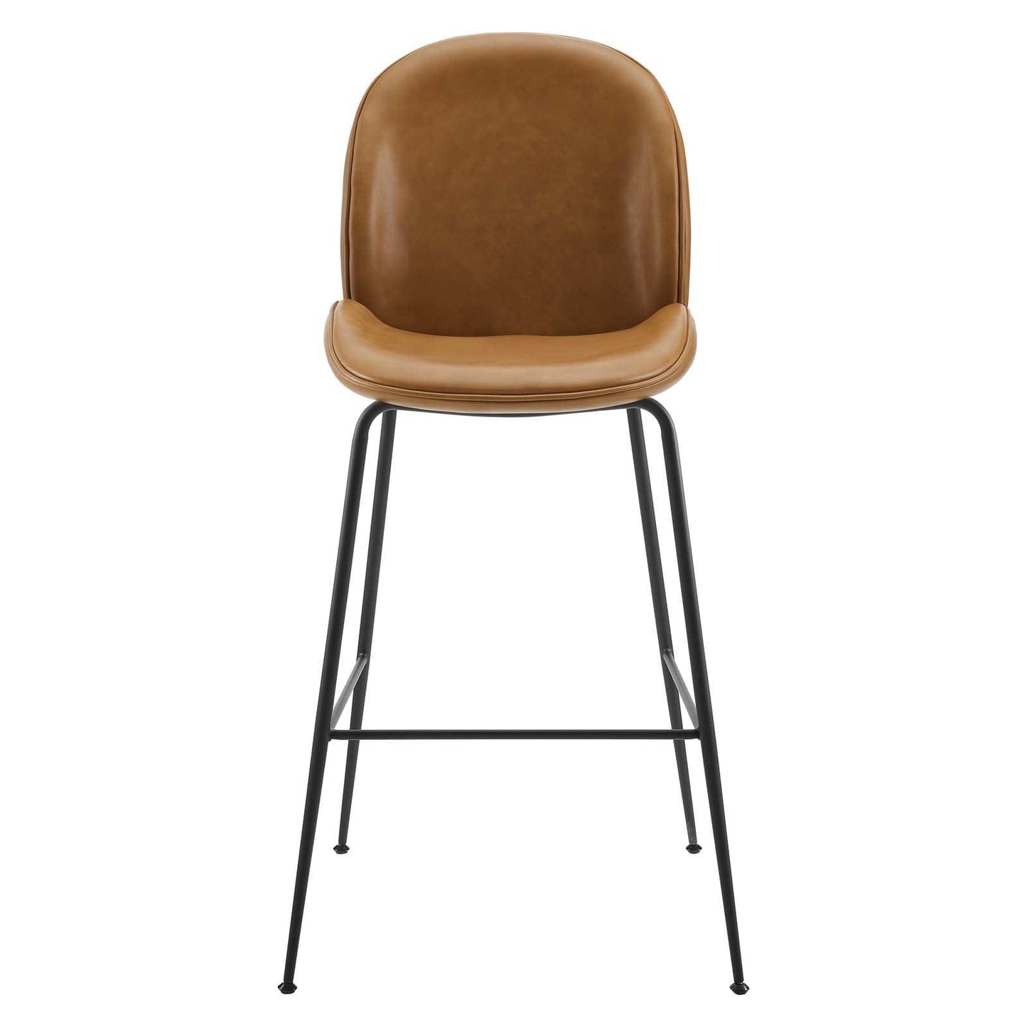 Modway Scoop Black Powder Coated Steel Leg Vegan Leather Bar Stool FredCo