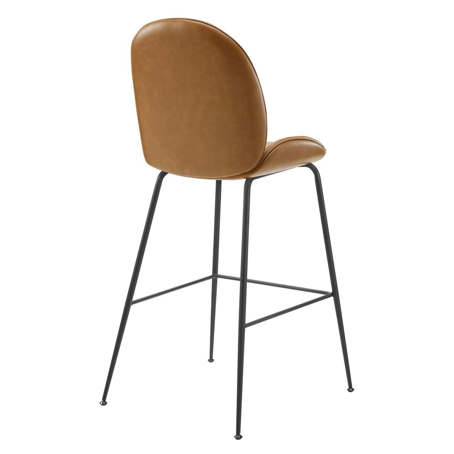 Modway Scoop Black Powder Coated Steel Leg Vegan Leather Bar Stool FredCo