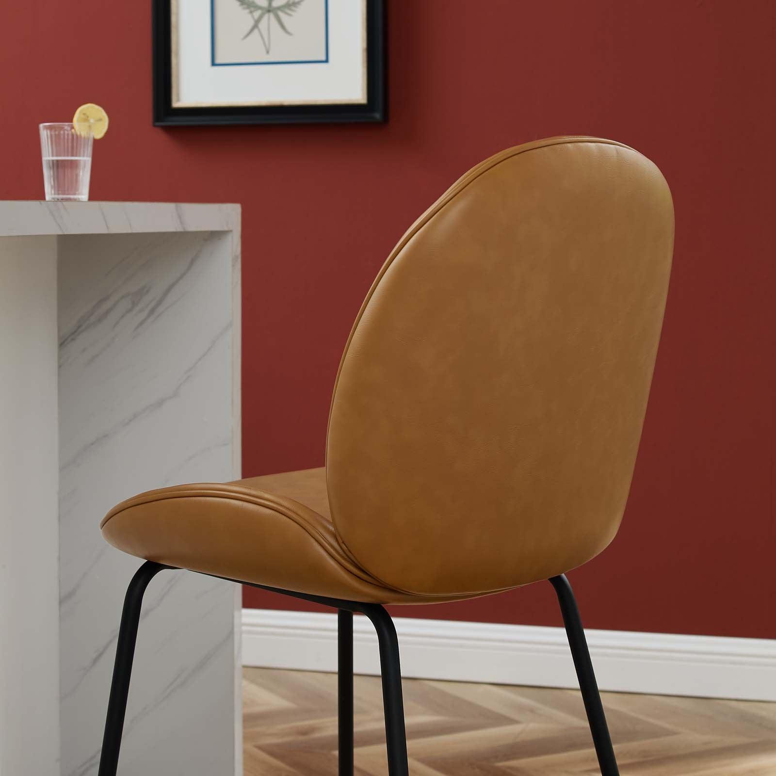 Modway Scoop Black Powder Coated Steel Leg Vegan Leather Counter Stool FredCo