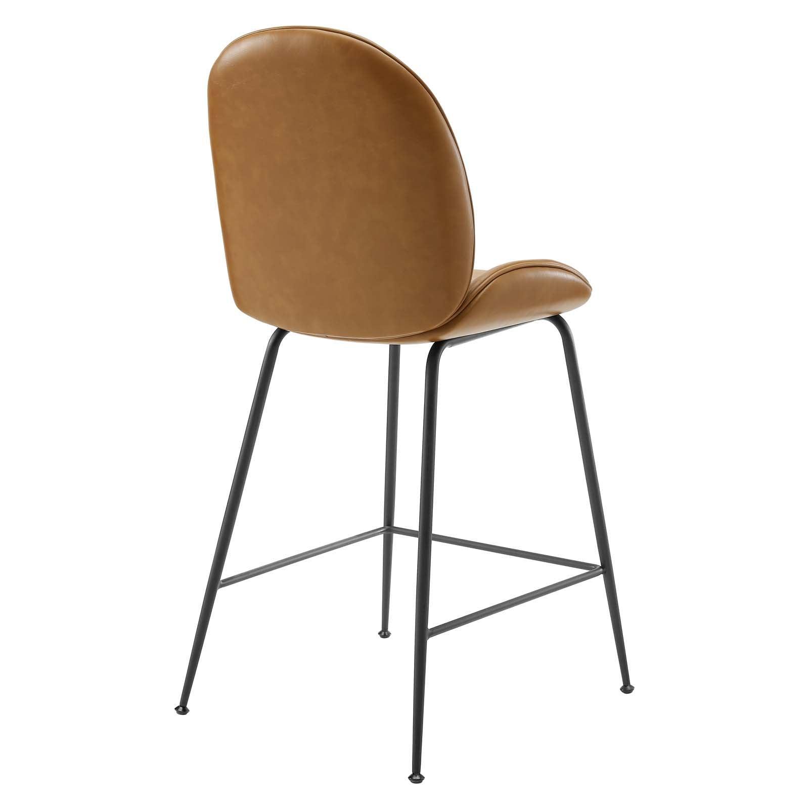 Modway Scoop Black Powder Coated Steel Leg Vegan Leather Counter Stool FredCo