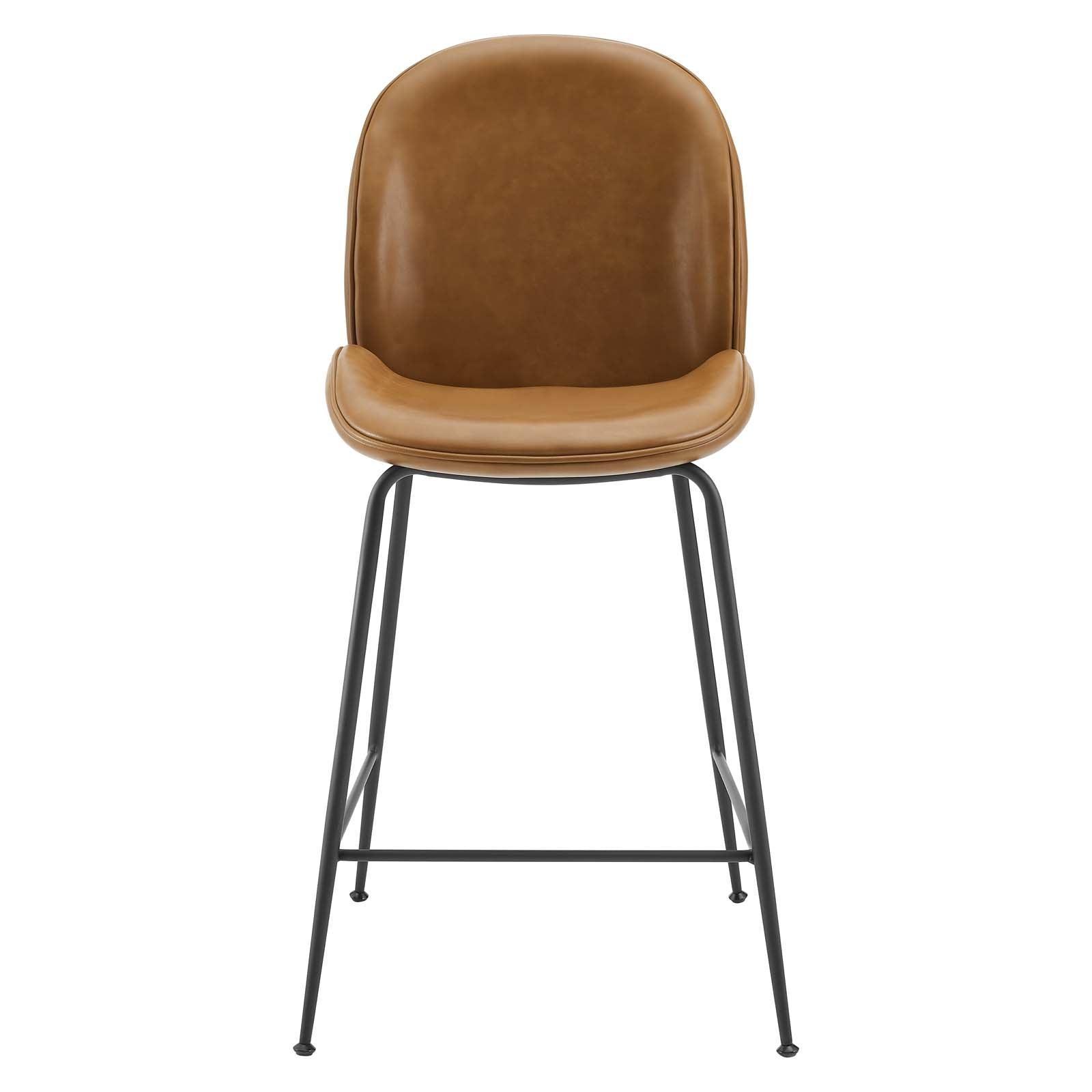 Modway Scoop Black Powder Coated Steel Leg Vegan Leather Counter Stool FredCo