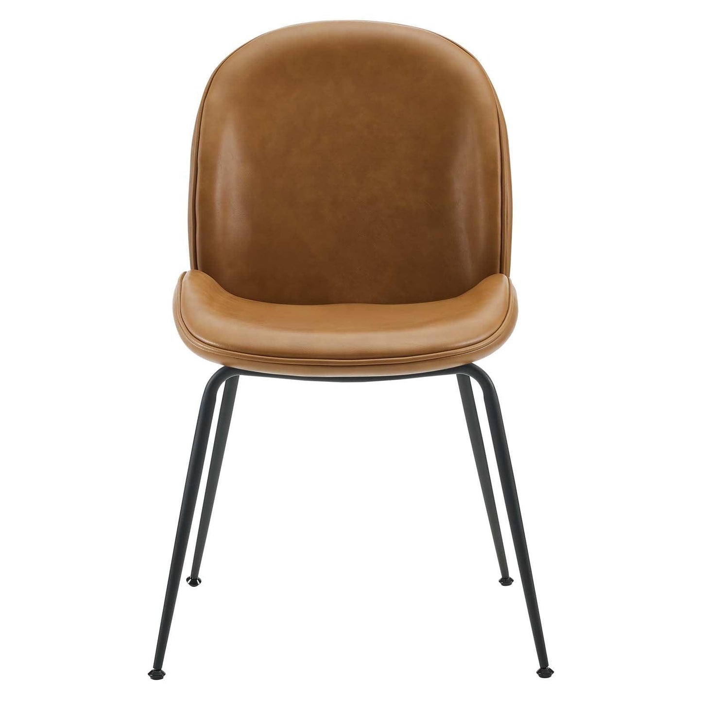 Modway Scoop Black Powder Coated Steel Leg Vegan Leather Dining Chairs - Set of 2 FredCo