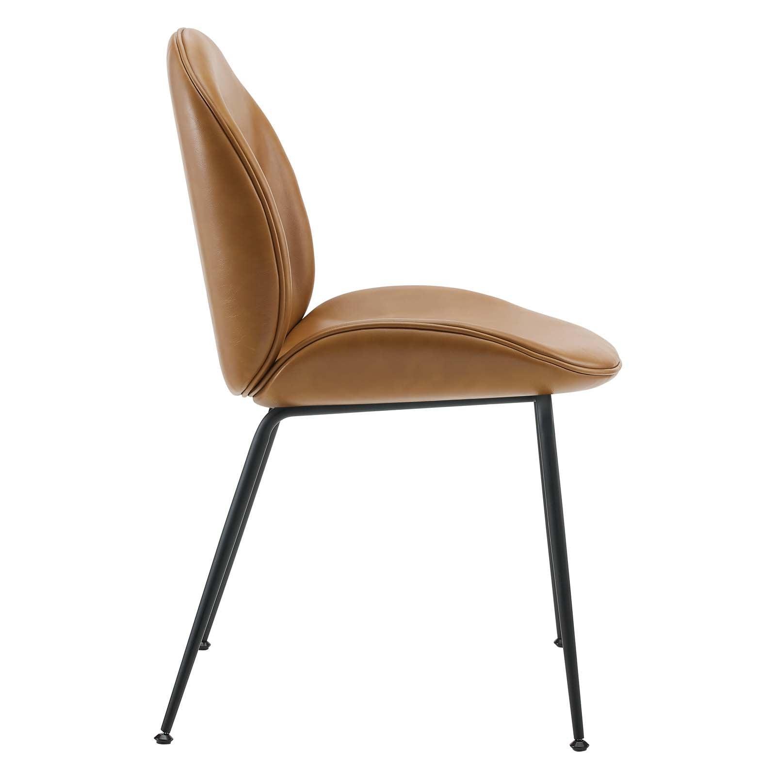 Modway Scoop Black Powder Coated Steel Leg Vegan Leather Dining Chairs - Set of 2 FredCo