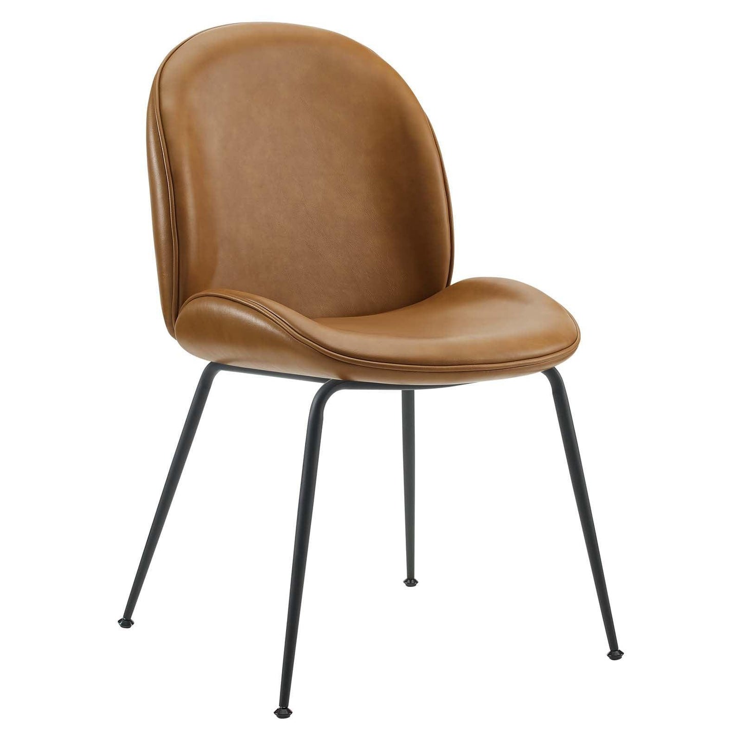 Modway Scoop Black Powder Coated Steel Leg Vegan Leather Dining Chairs - Set of 2 FredCo