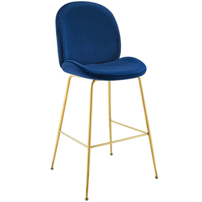 Modway Scoop Gold Stainless Steel Leg Performance Velvet Bar Stool FredCo
