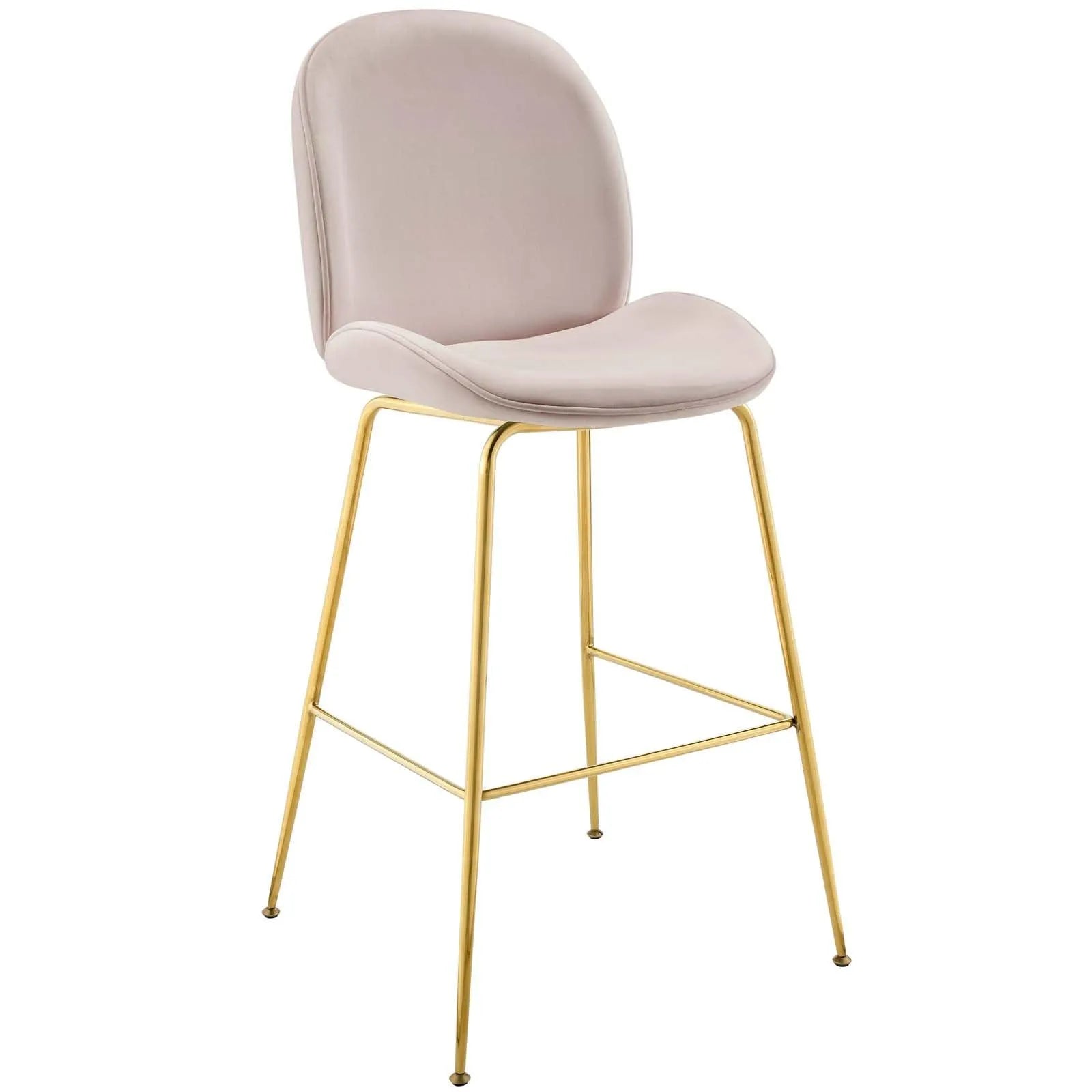 Modway Scoop Gold Stainless Steel Leg Performance Velvet Bar Stool FredCo