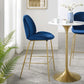Modway Scoop Gold Stainless Steel Leg Performance Velvet Bar Stool FredCo
