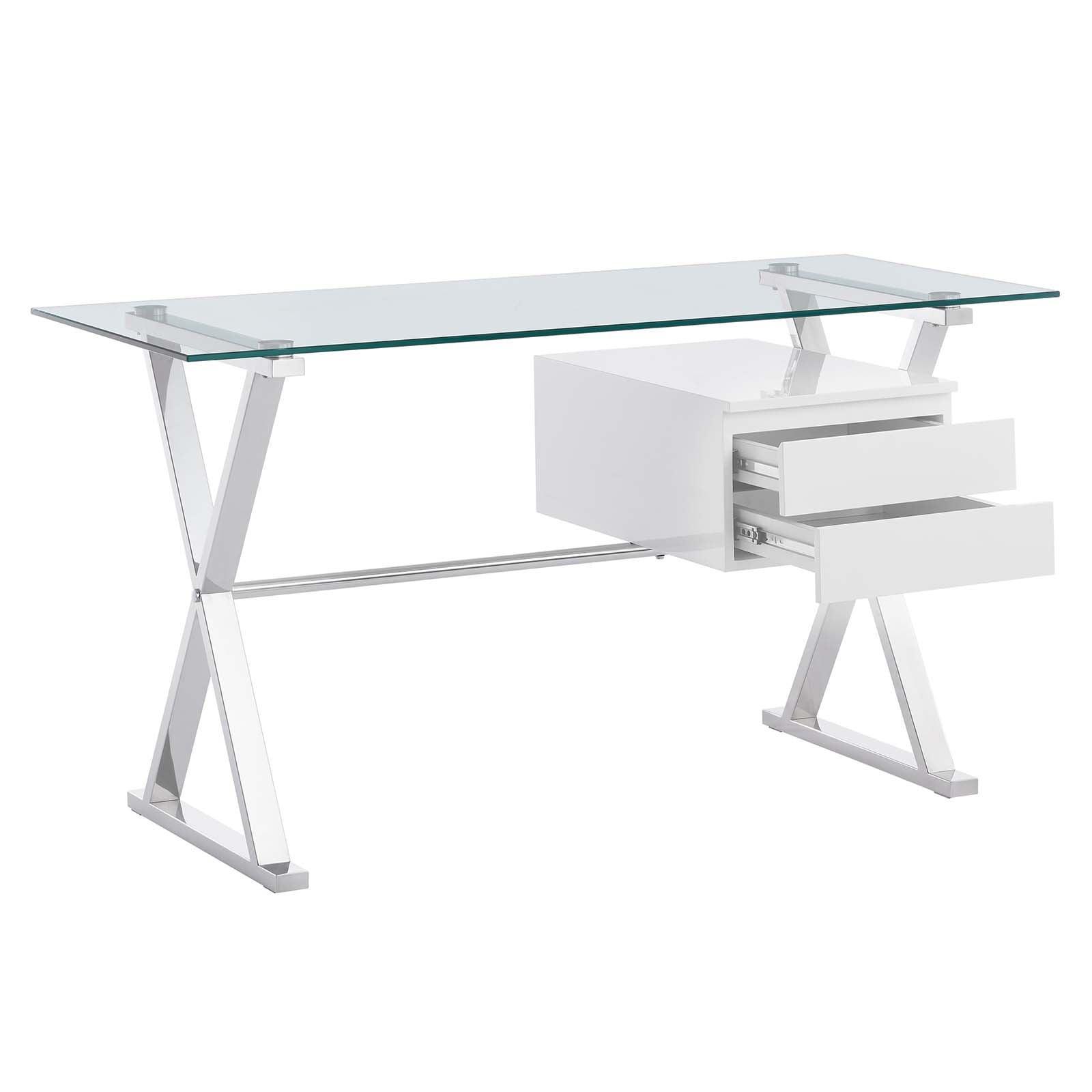Modway Sector 56" Glass Top Glass Office Desk FredCo