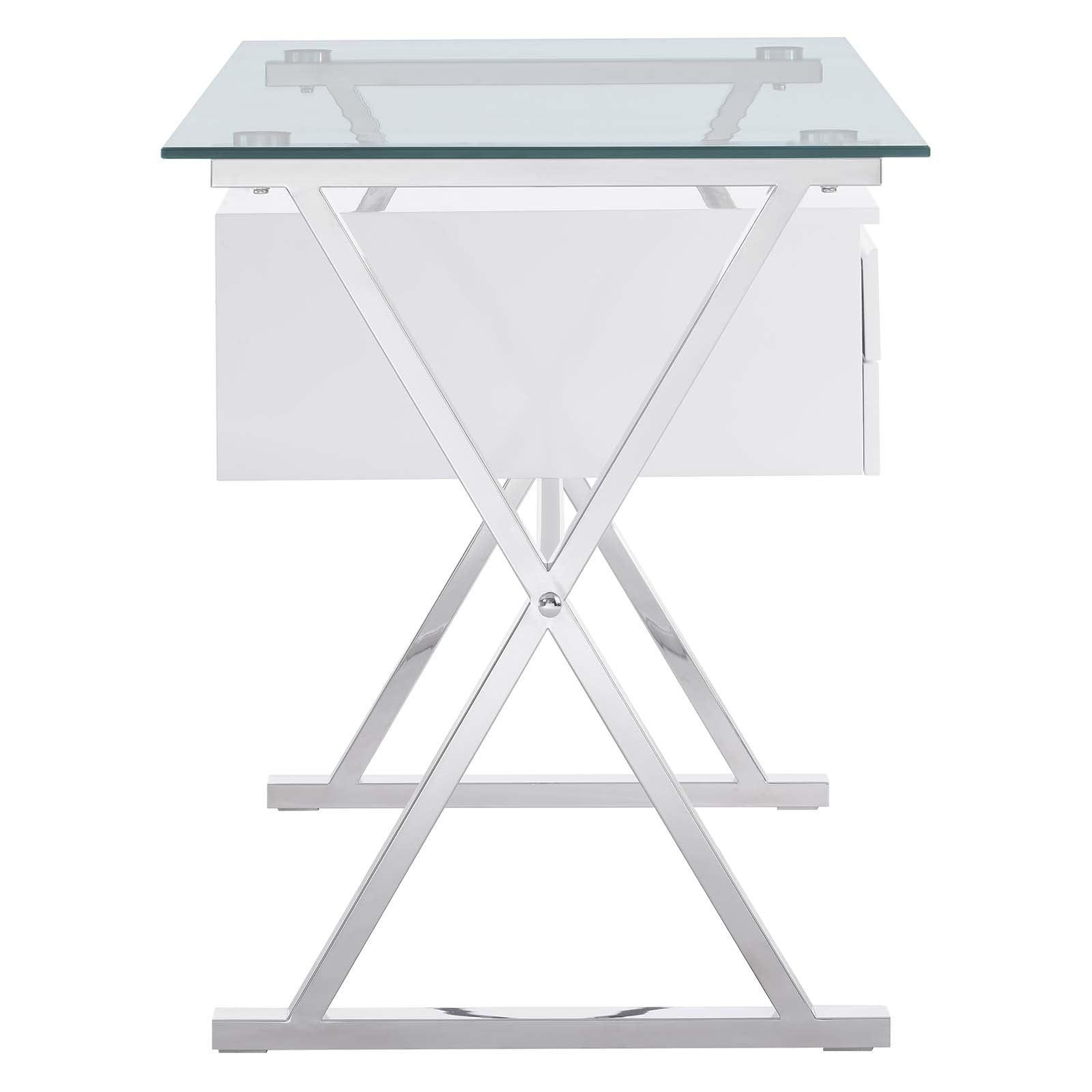 Modway Sector 56" Glass Top Glass Office Desk FredCo
