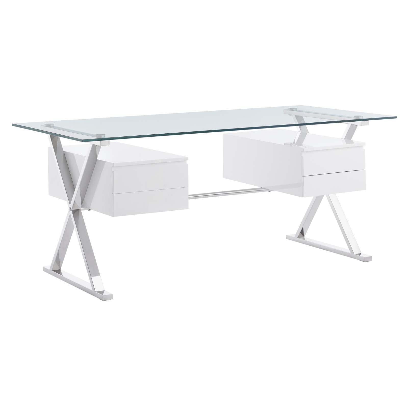 Modway Sector 71" Glass Top Glass Office Desk FredCo