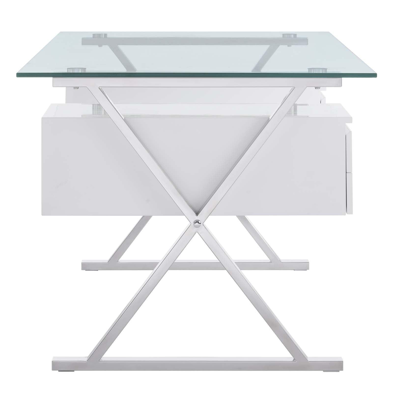 Modway Sector 71" Glass Top Glass Office Desk FredCo