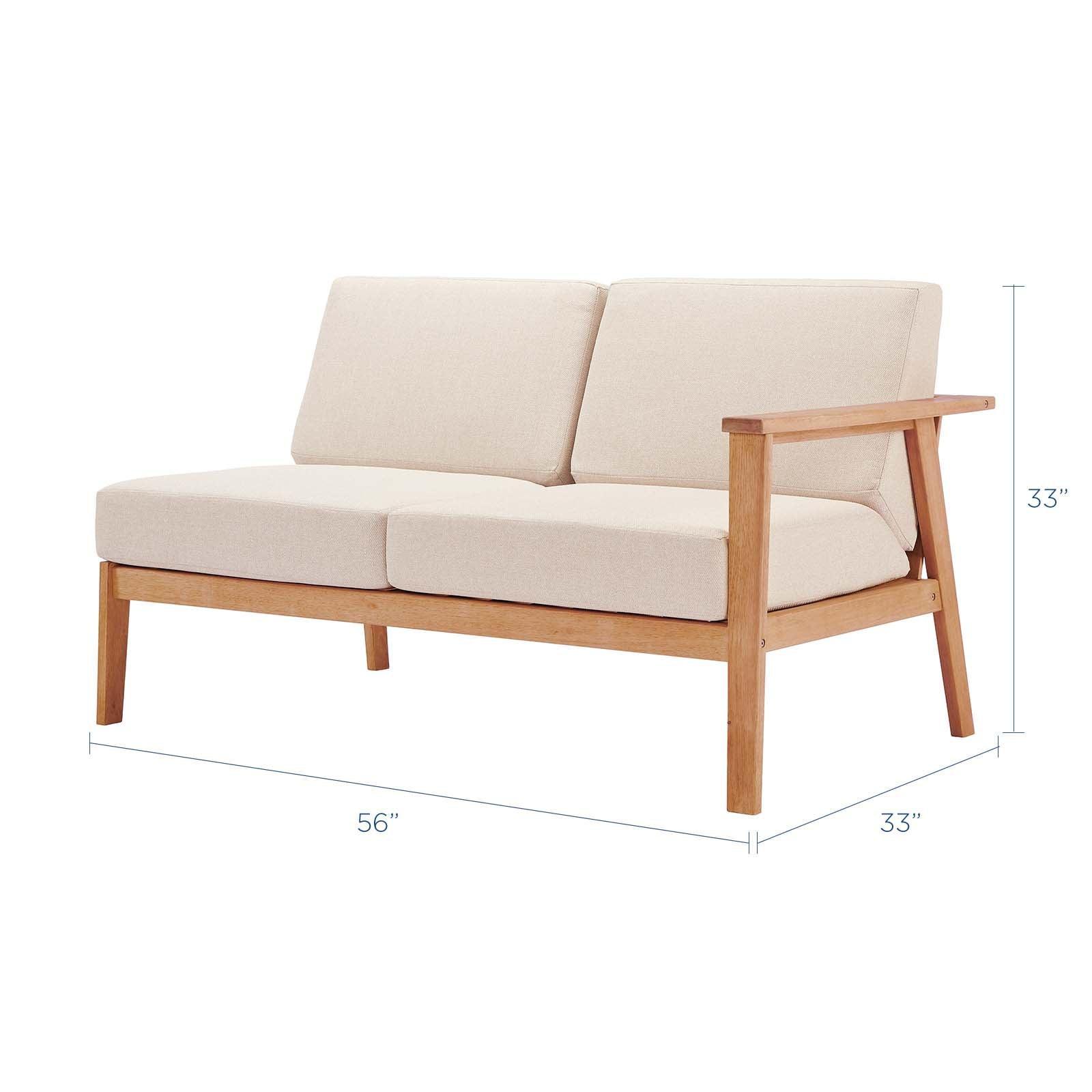 Modway Sedona Outdoor Patio Eucalyptus Wood Right-Facing Loveseat FredCo