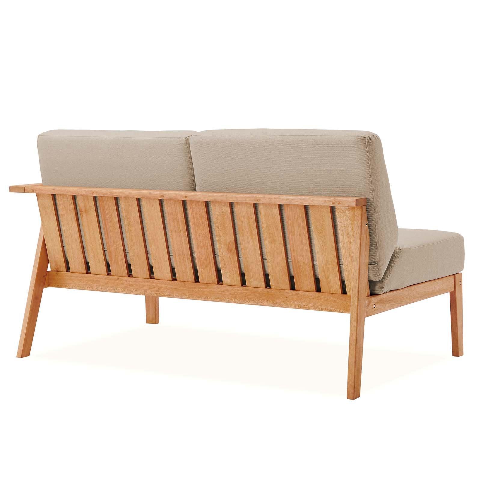 Modway Sedona Outdoor Patio Eucalyptus Wood Right-Facing Loveseat FredCo