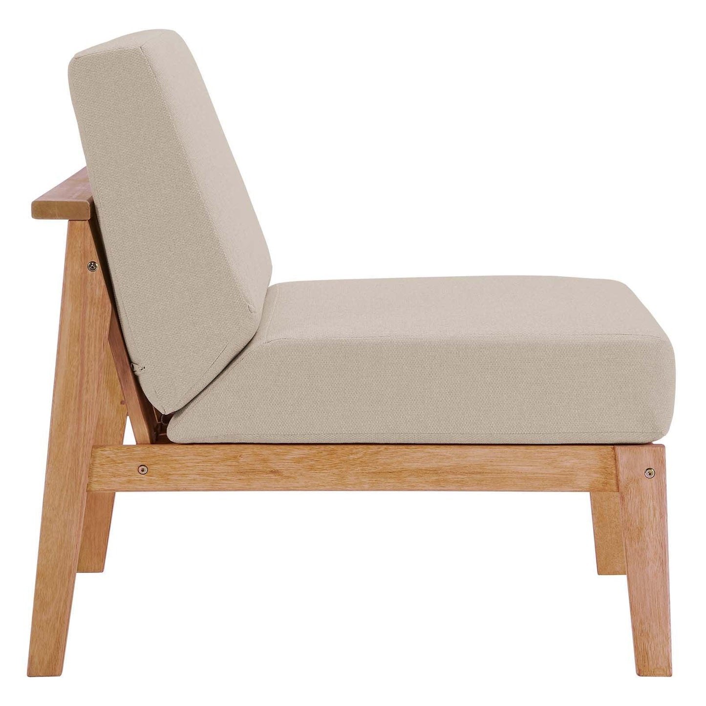 Modway Sedona Outdoor Patio Eucalyptus Wood Sectional Sofa Armless Chair FredCo