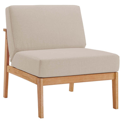 Modway Sedona Outdoor Patio Eucalyptus Wood Sectional Sofa Armless Chair FredCo