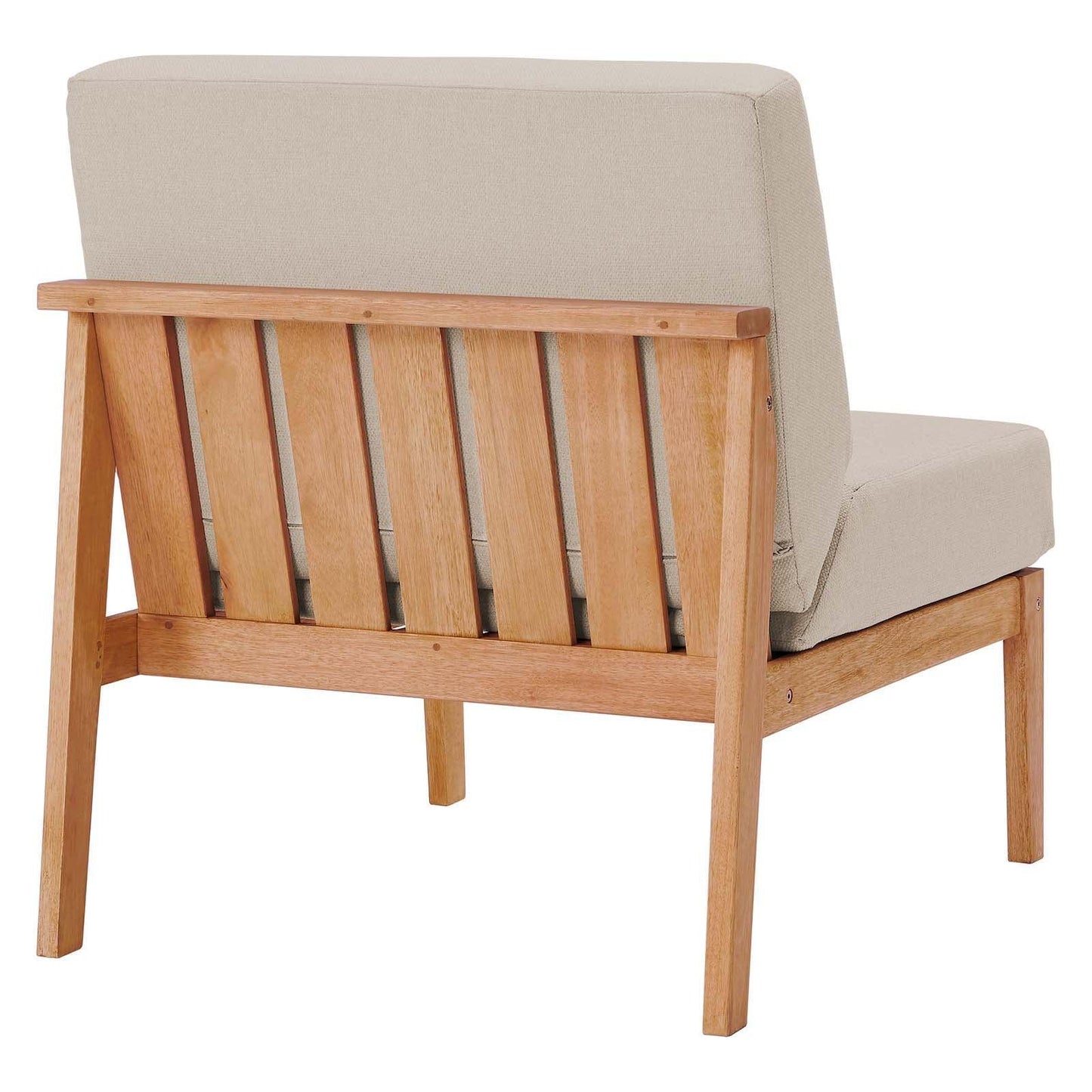 Modway Sedona Outdoor Patio Eucalyptus Wood Sectional Sofa Armless Chair FredCo