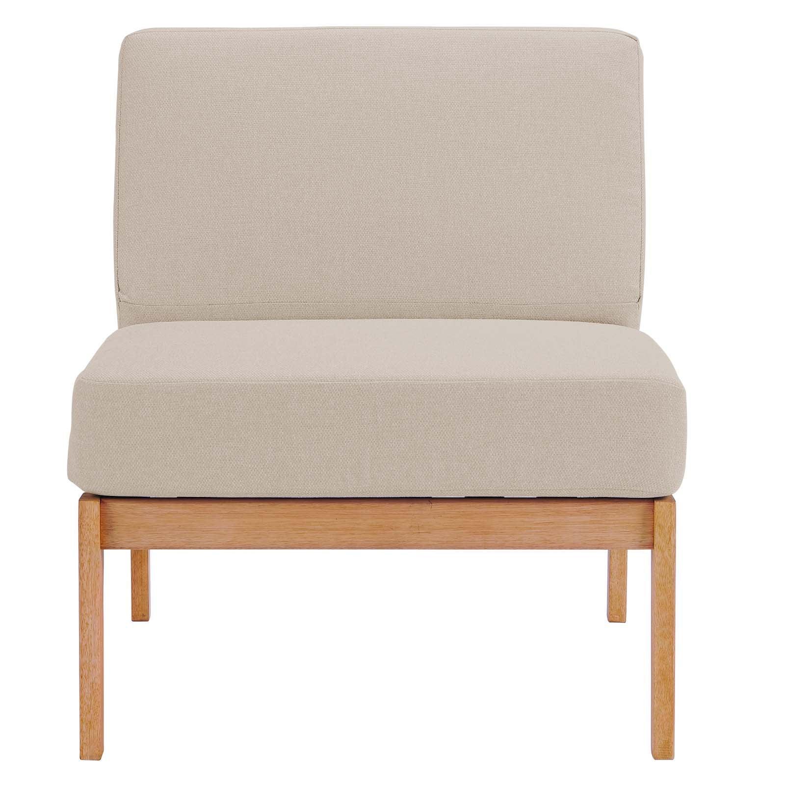 Modway Sedona Outdoor Patio Eucalyptus Wood Sectional Sofa Armless Chair FredCo
