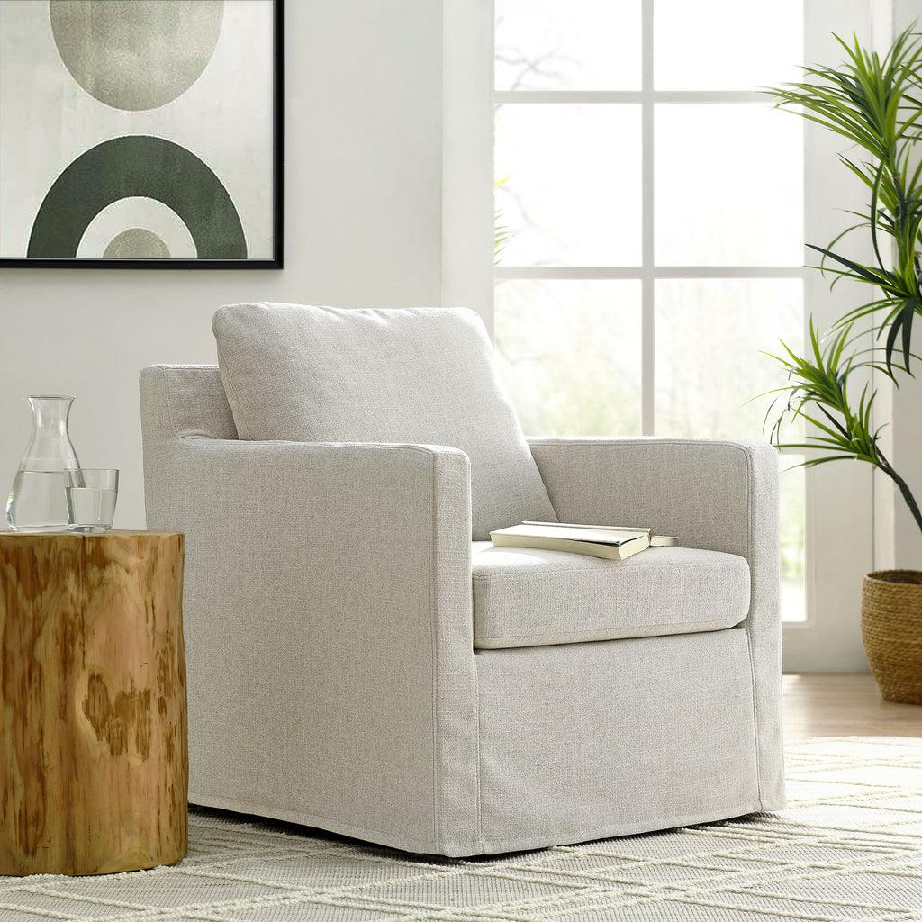 Modway Serene Linen Slipcovered Swivel Armchair FredCo