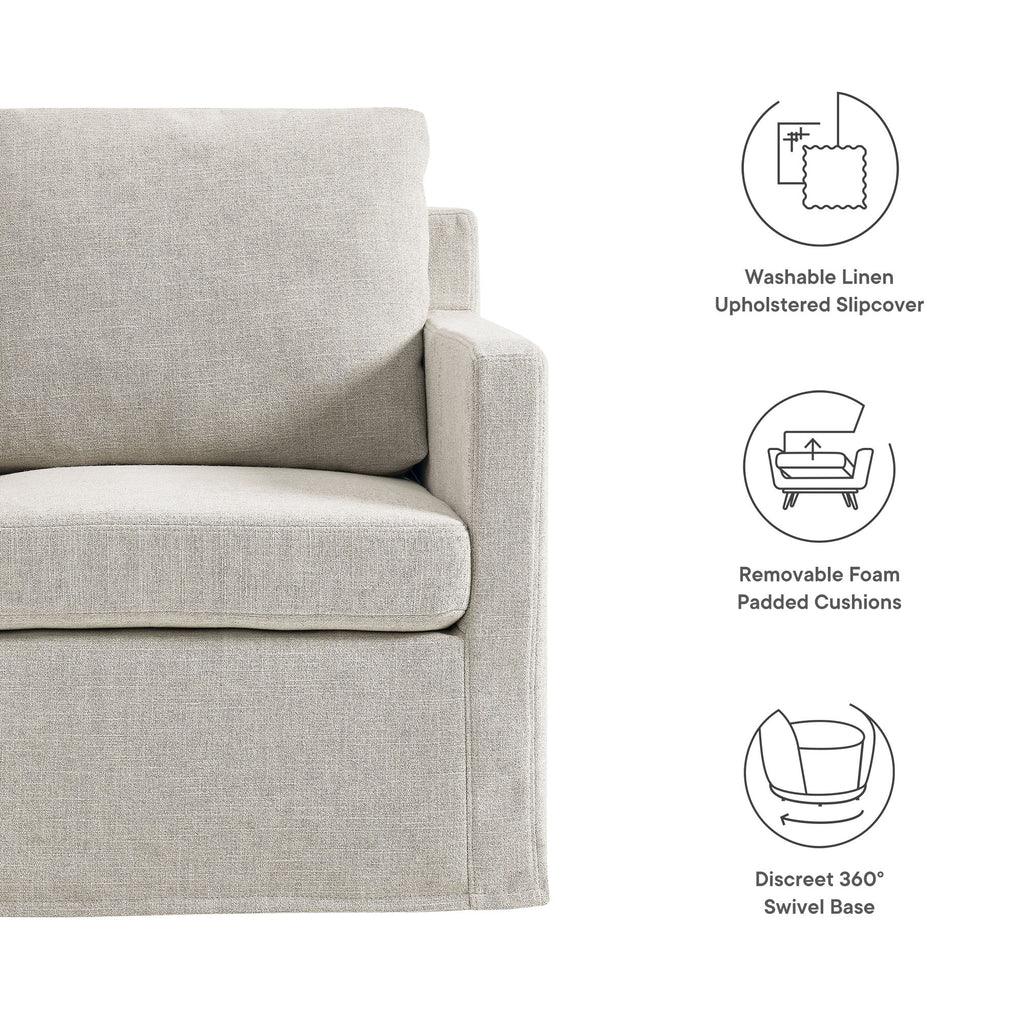 Modway Serene Linen Slipcovered Swivel Armchair FredCo