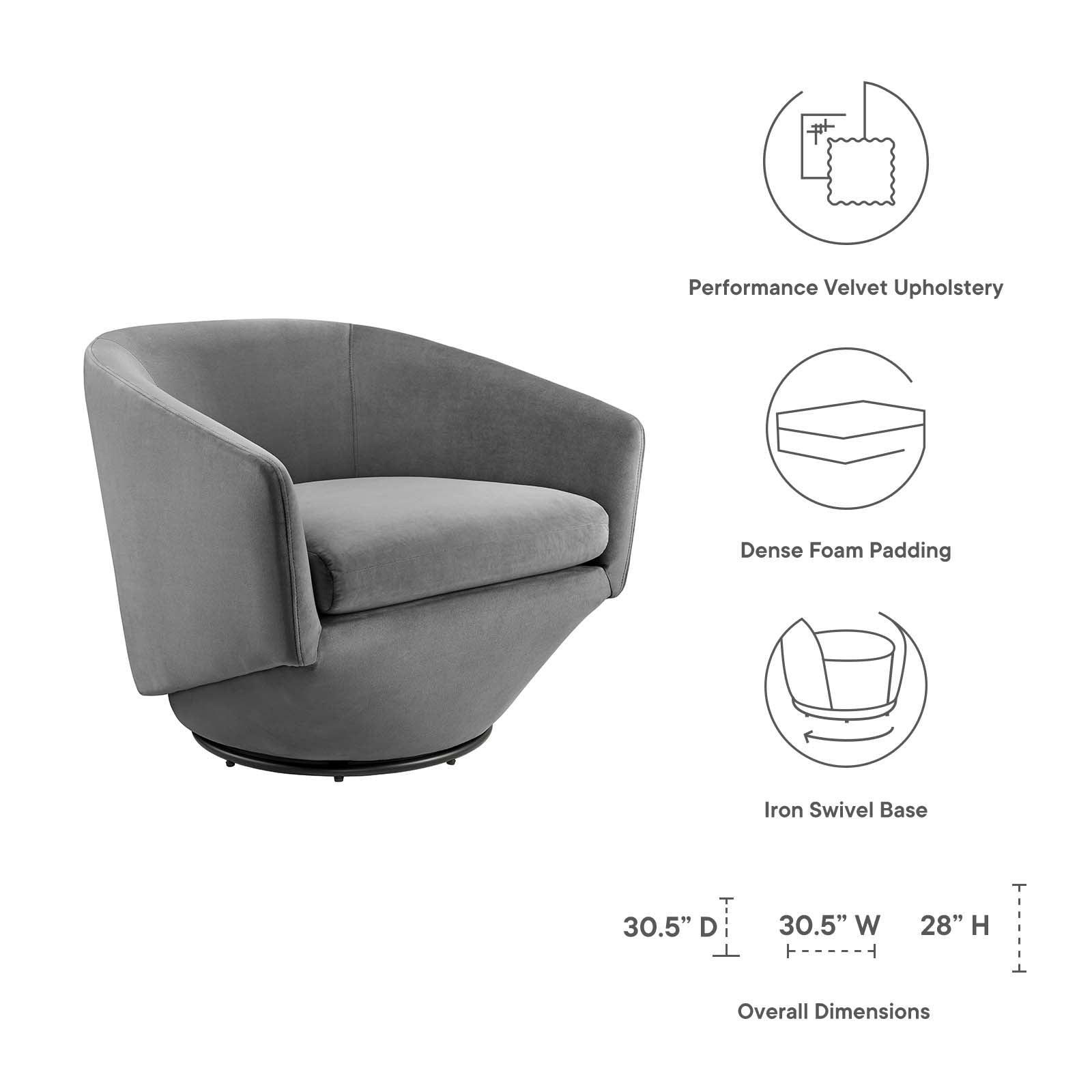 Modway Series Performance Velvet Fabric Swivel Chair FredCo