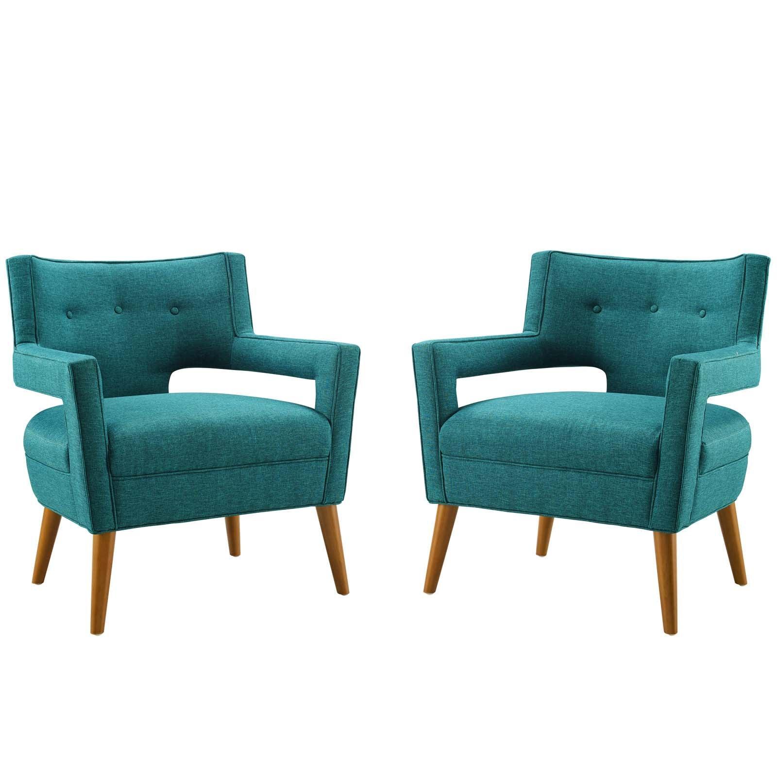 Modway Sheer Upholstered Fabric Armchair Set of 2 FredCo